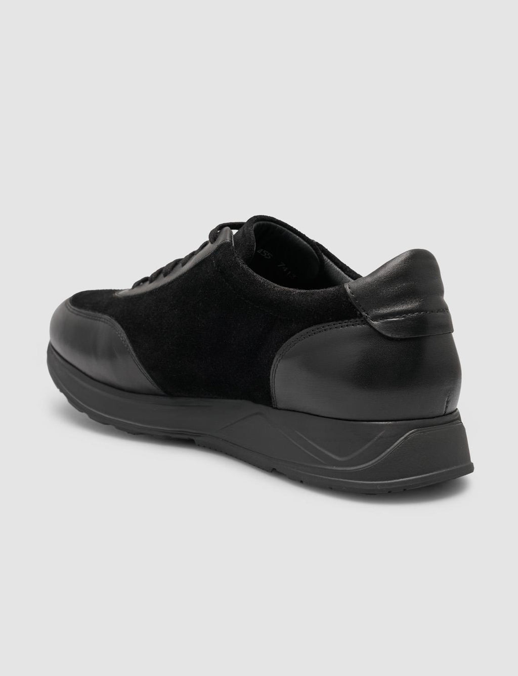 100% Genuine Leather Black Men's Suede Detail Athletic Shoes