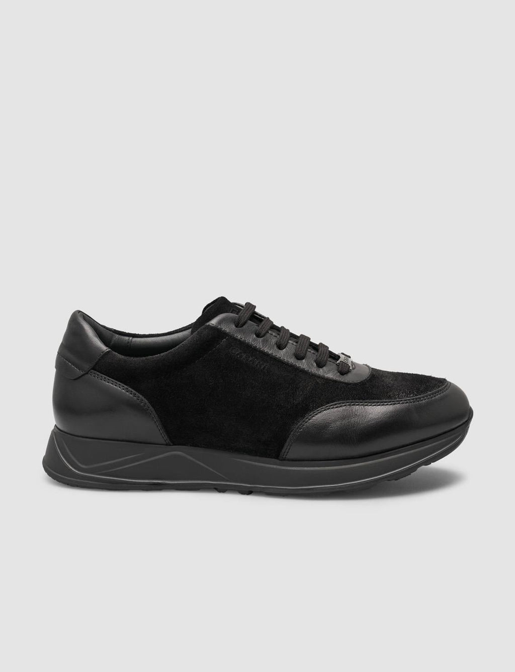 100% Genuine Leather Black Men's Suede Detail Athletic Shoes