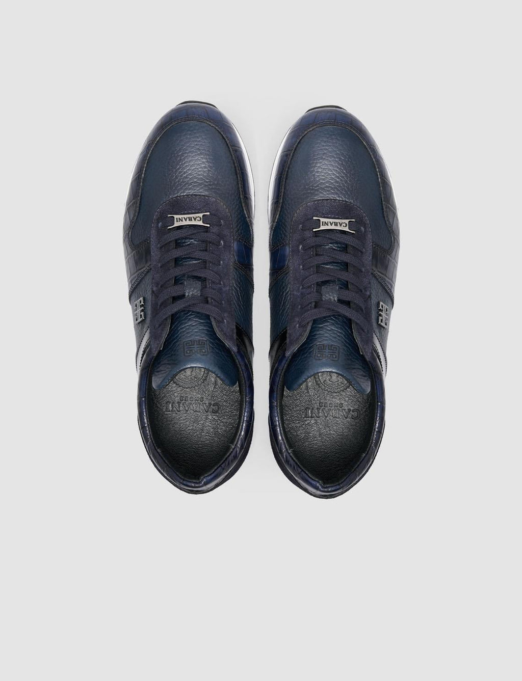 100% Genuine Leather Navy Blue Men's Athletic Shoes
