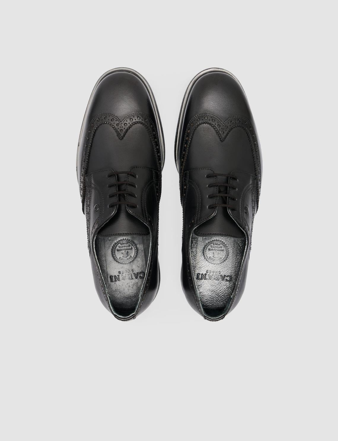 100% Genuine Leather Black Embroidered Pattern Men's Classic Shoes
