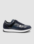 100% Genuine Leather Navy Blue Men's Athletic Shoes
