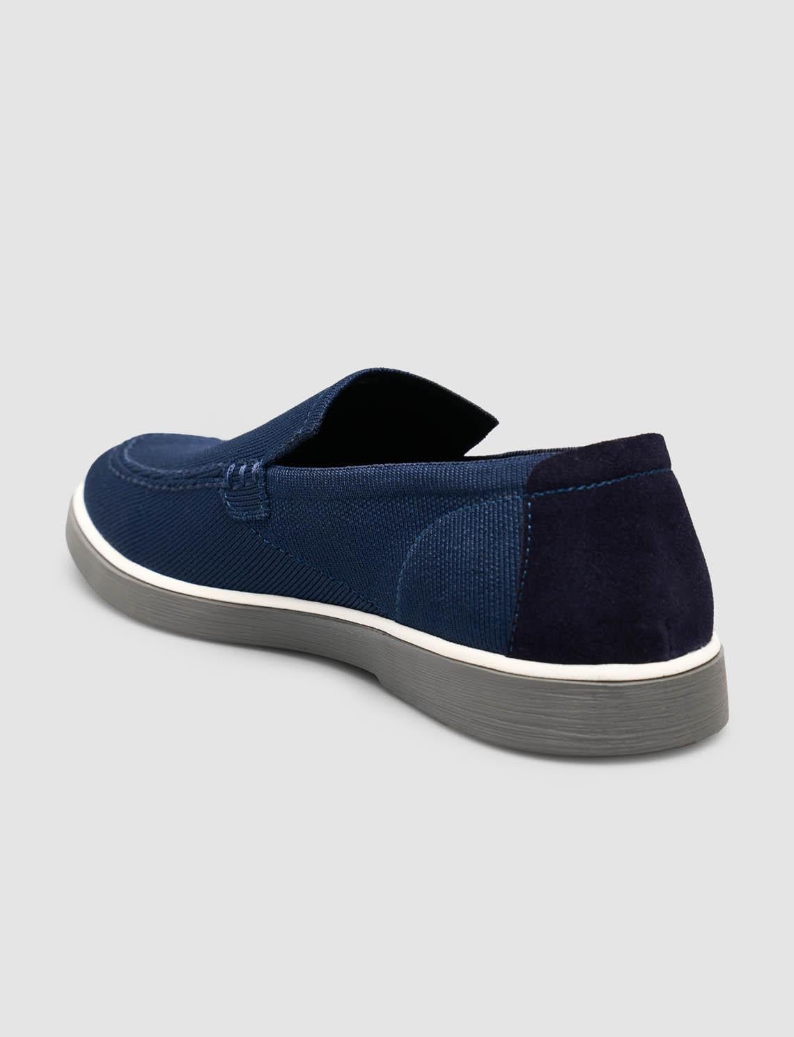 Men's Navy Blue Woven Straw Knit Shoes