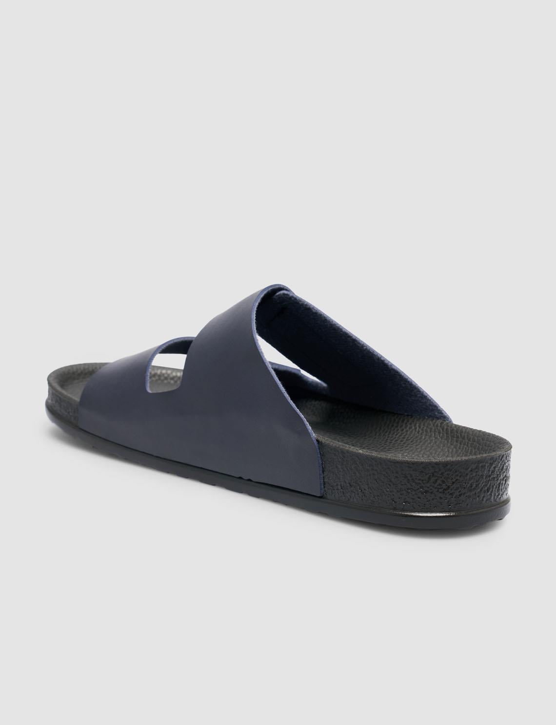 Navy Blue Men's Slippers with Velcro Closure