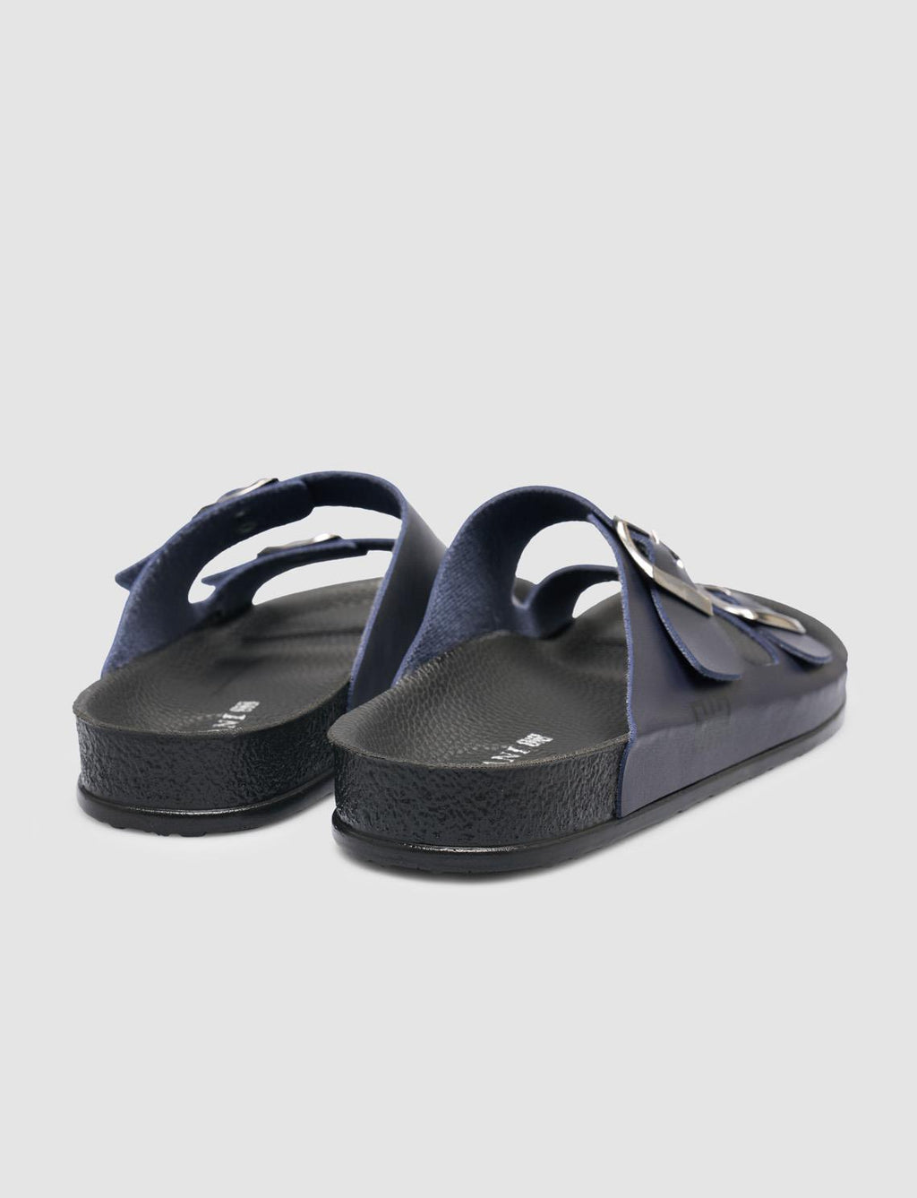 Navy Blue Men's Slippers with Buckle Detail