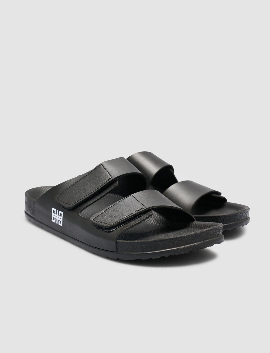 Black Men's Slippers with Velcro Closure