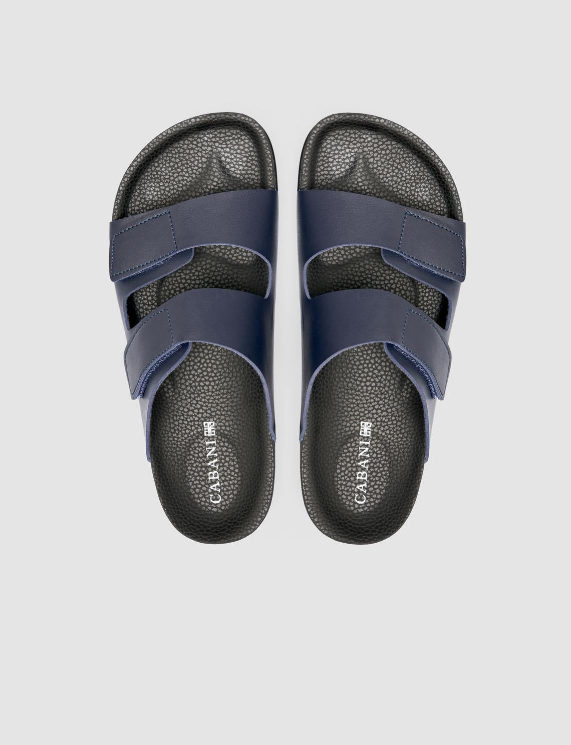 Navy Blue Men's Slippers with Velcro Closure