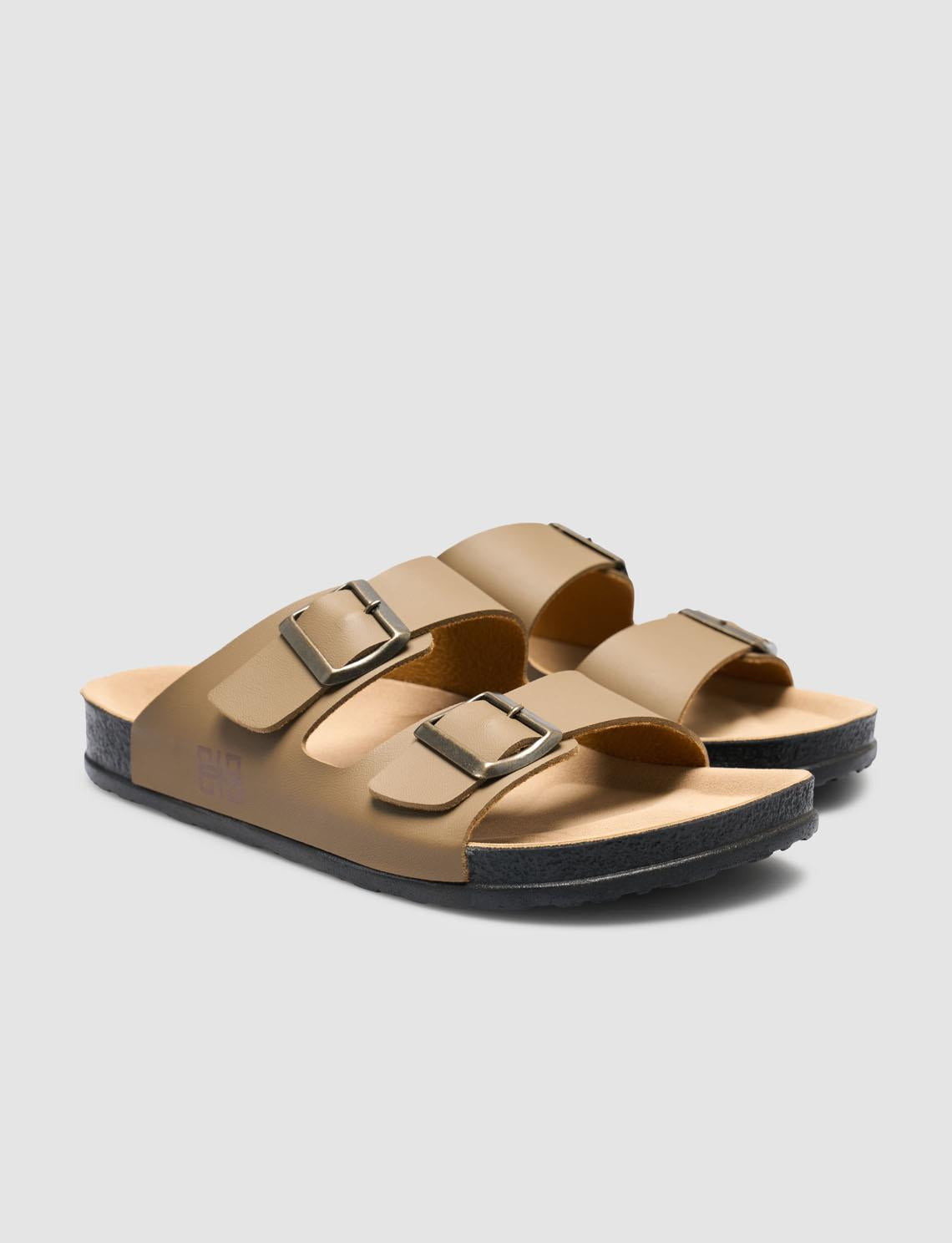 Men's Mink Slippers with Buckle Detail