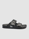 Black Men's Slippers with Buckle Detail