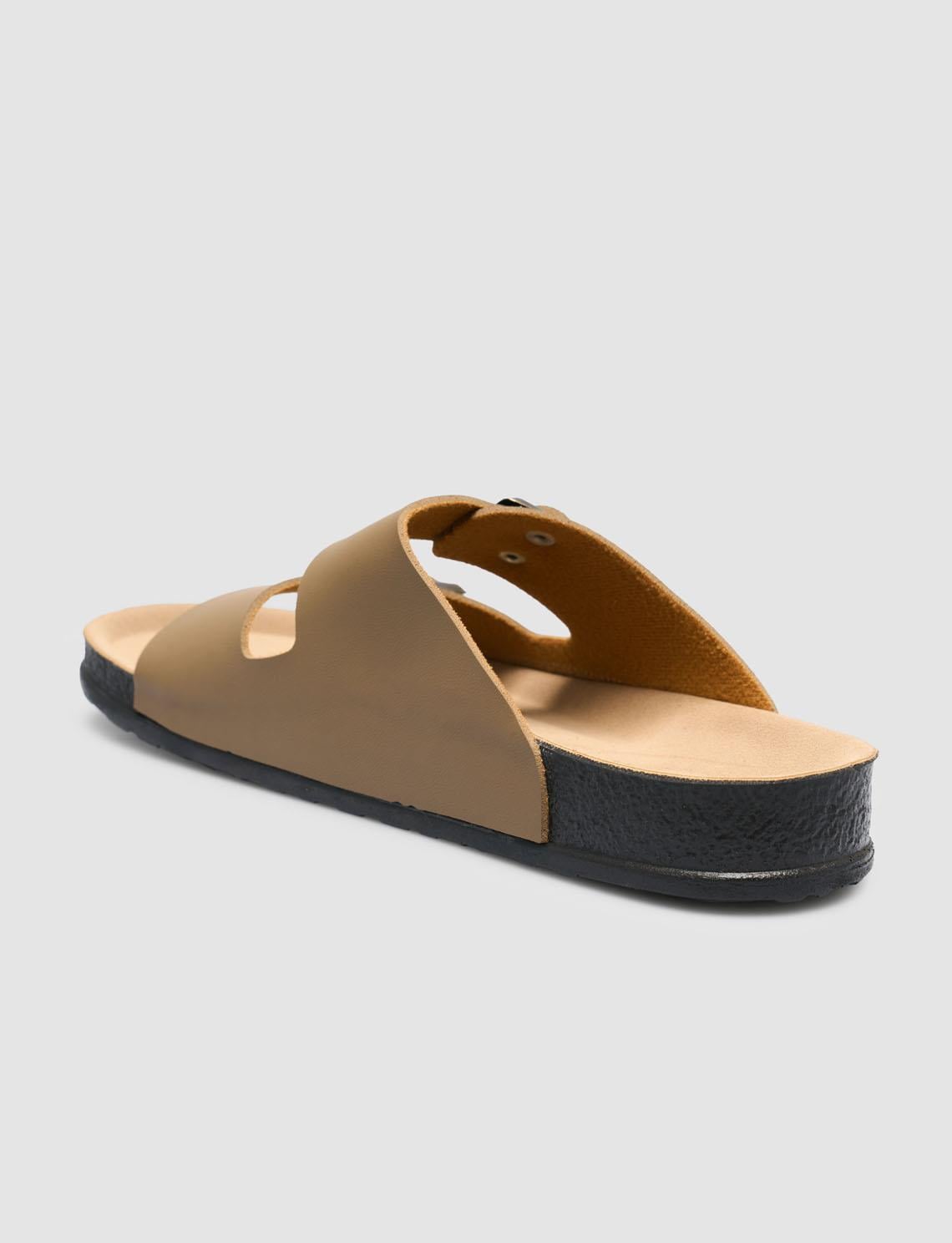 Men's Mink Slippers with Buckle Detail