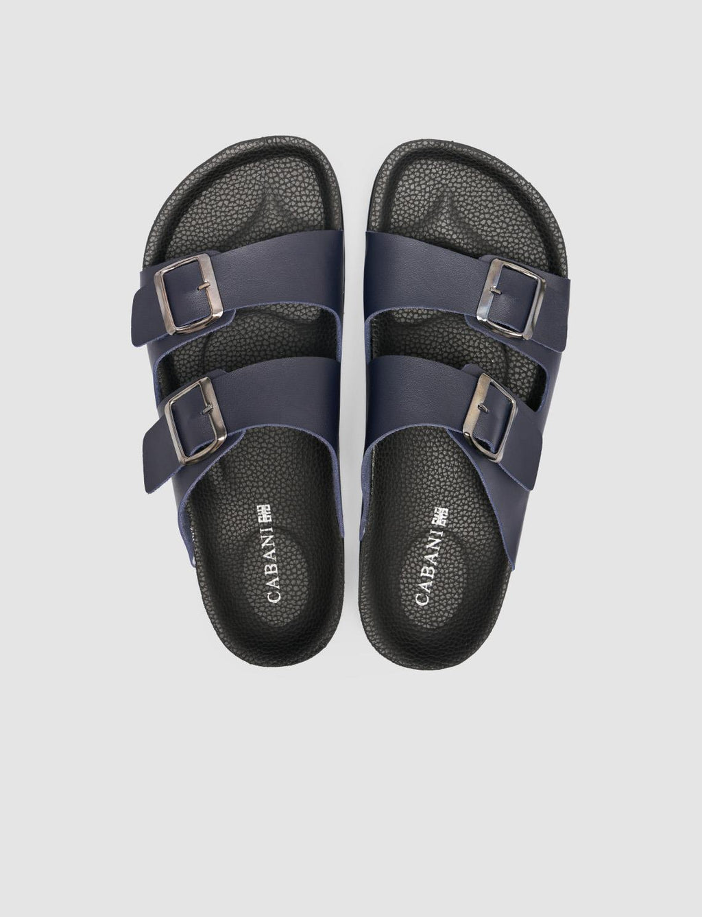 Navy Blue Men's Slippers with Buckle Detail