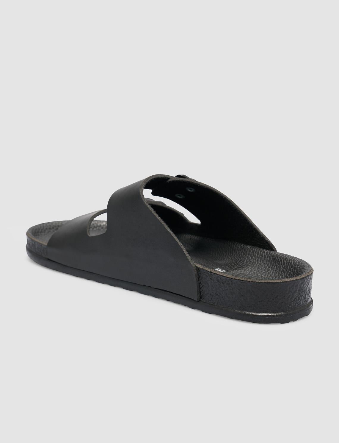 Black Men's Slippers with Buckle Detail