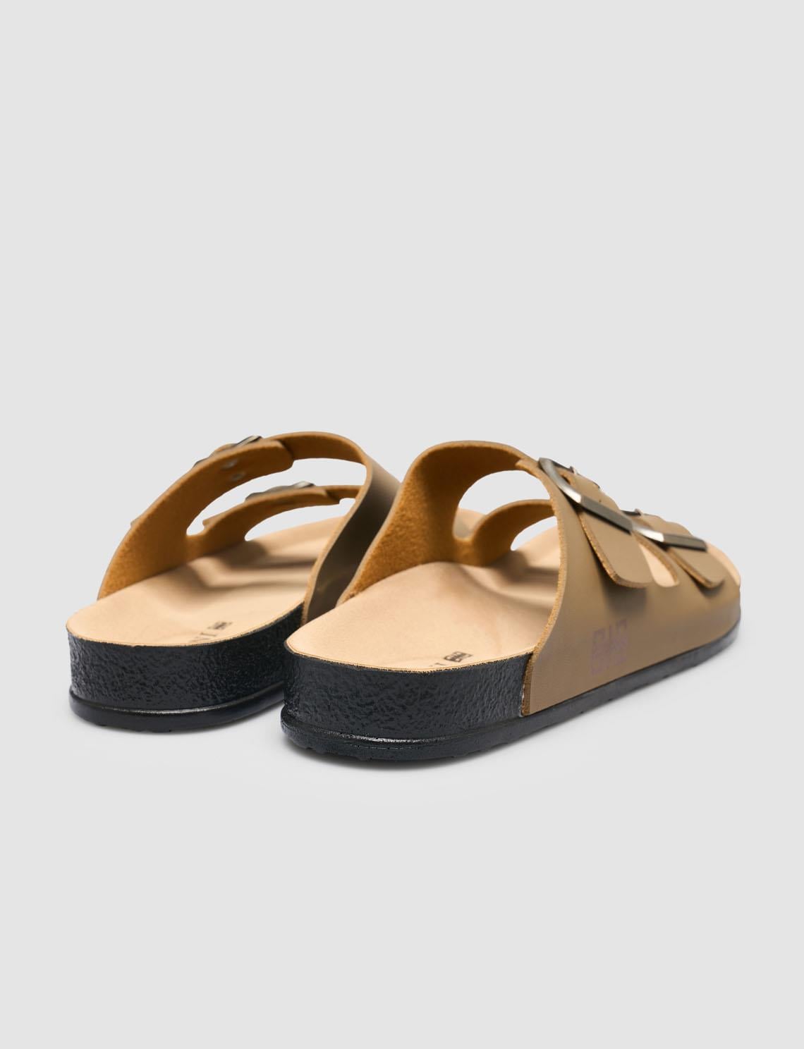 Men's Mink Slippers with Buckle Detail