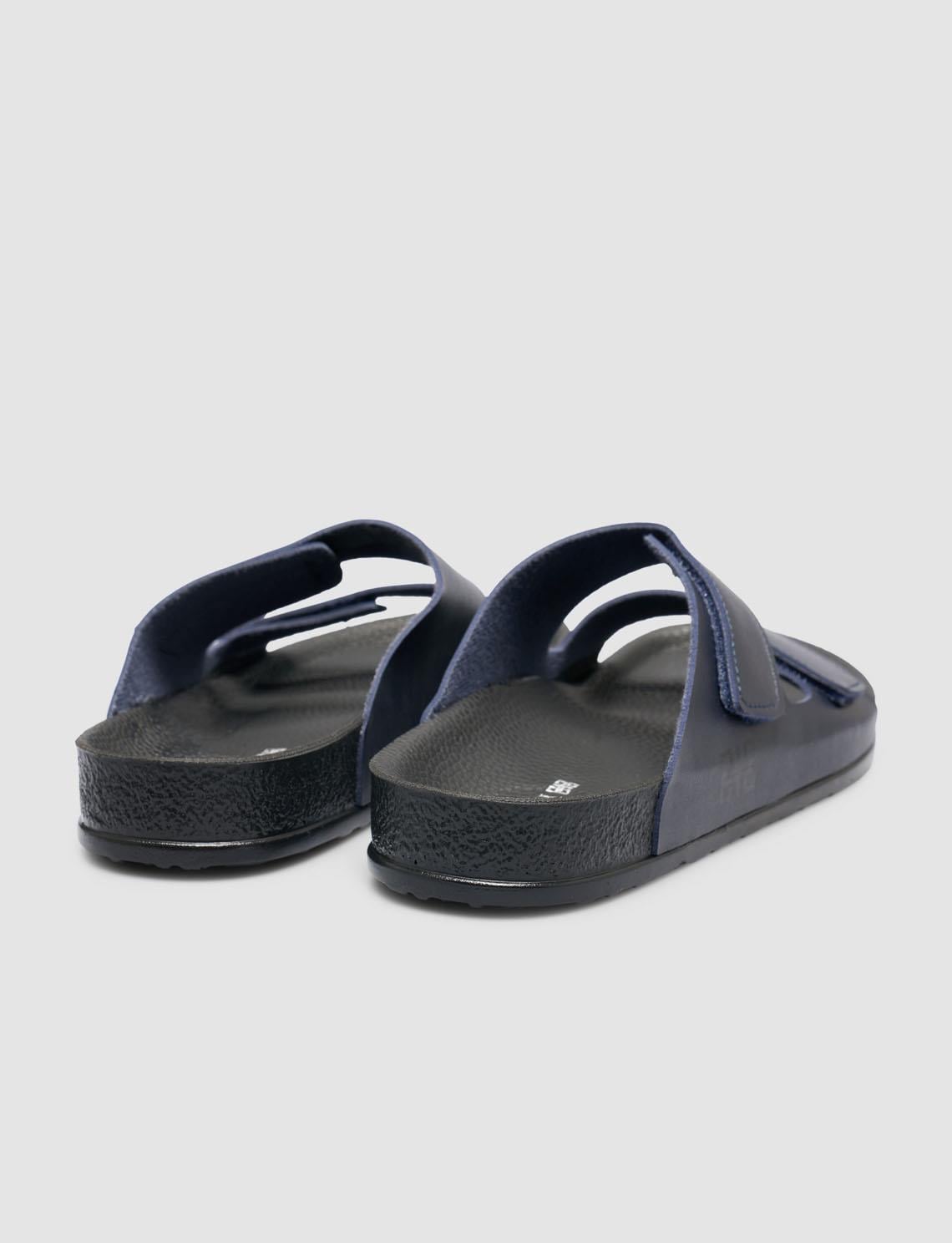 Navy Blue Men's Slippers with Velcro Closure