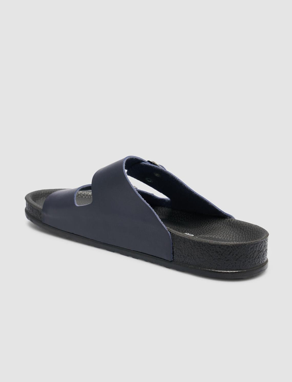 Navy Blue Men's Slippers with Buckle Detail