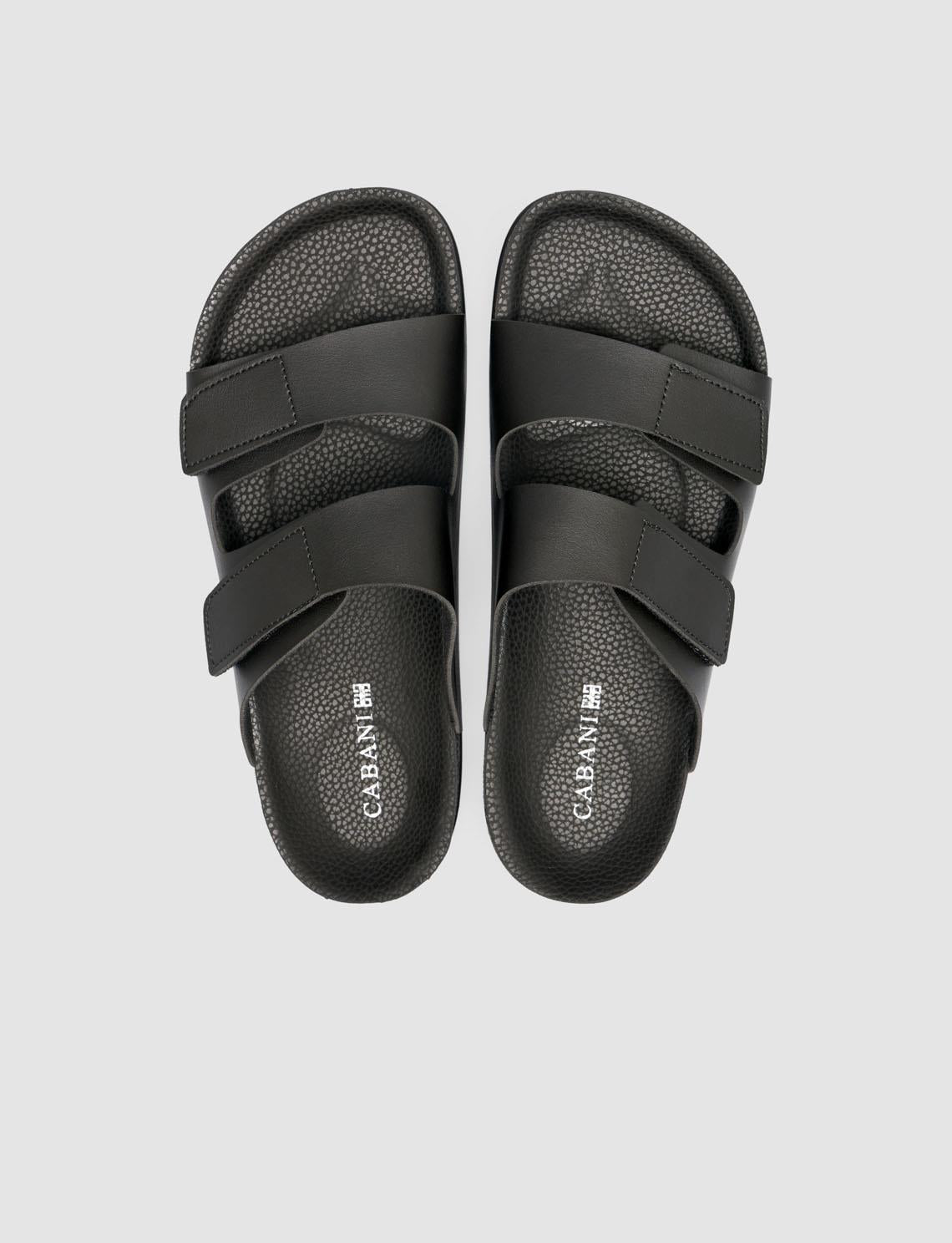 Black Men's Slippers with Velcro Closure