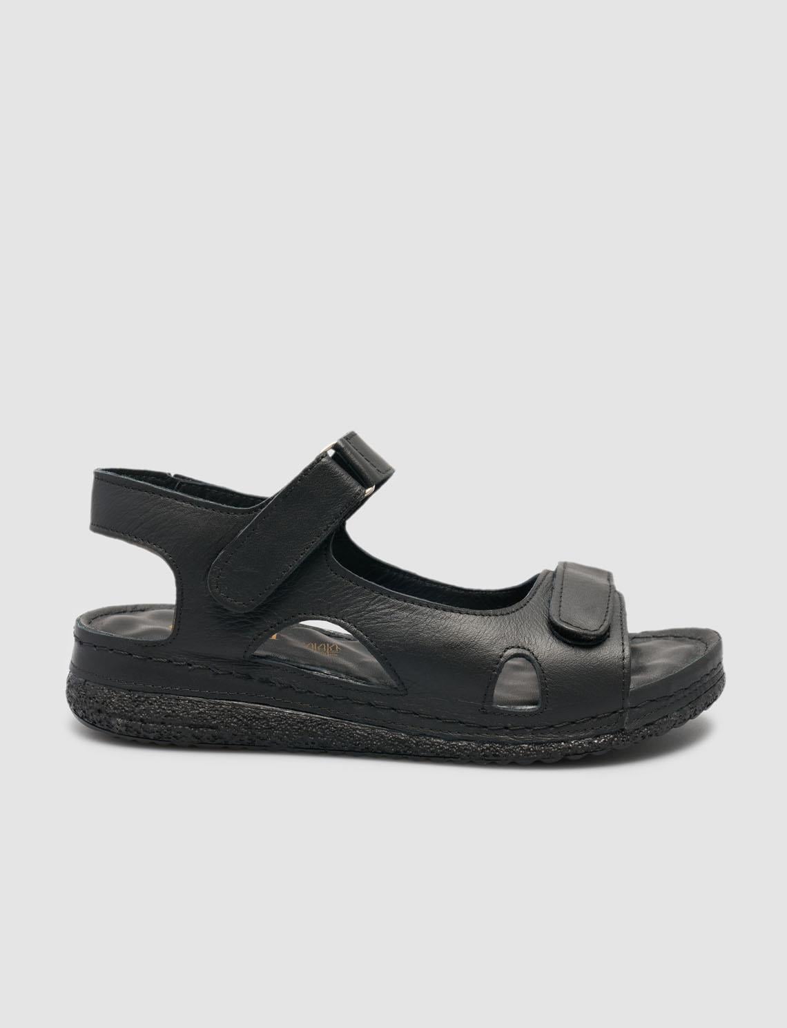 100% Genuine Leather Black Women's Sandals