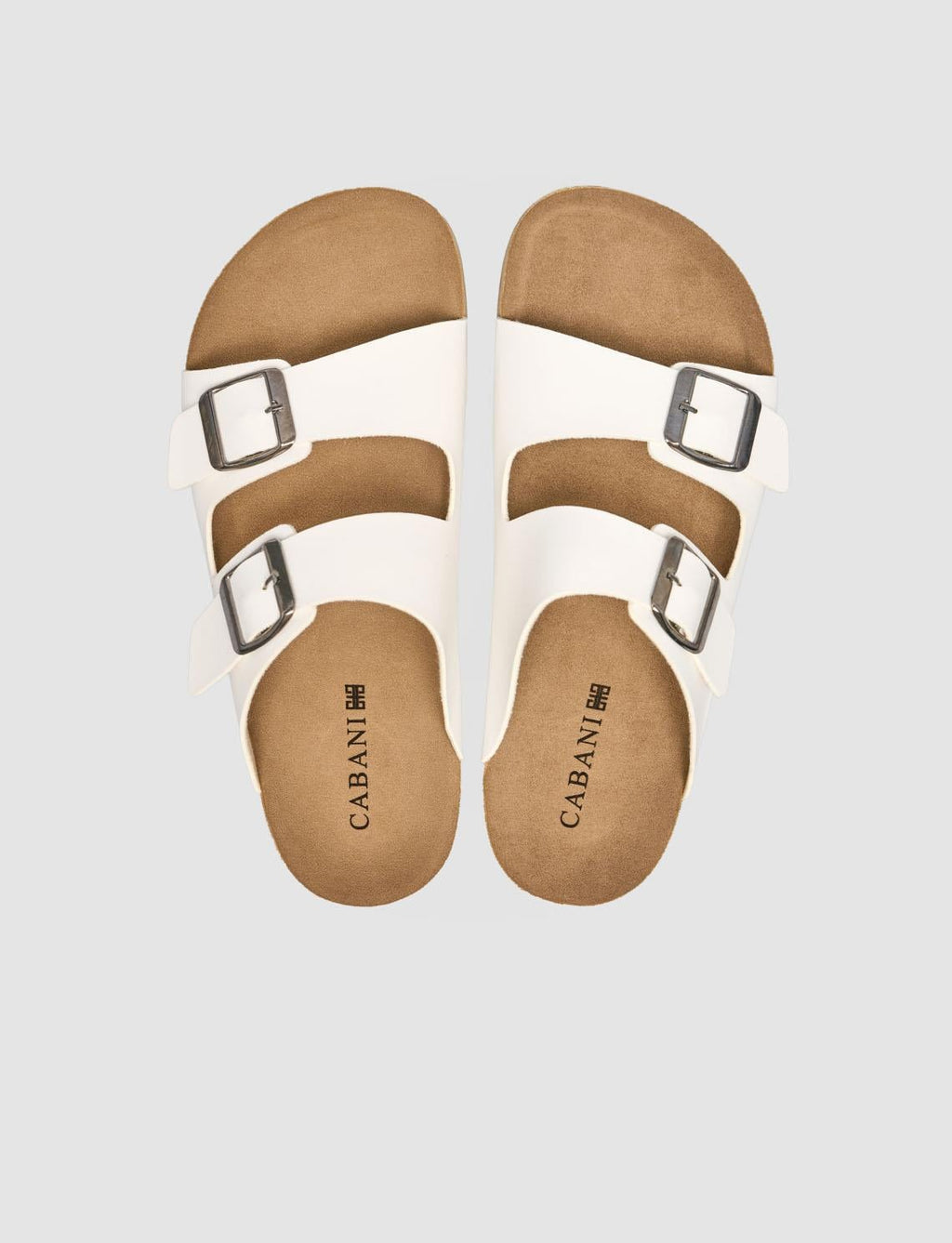 White Women's Slippers with Buckle Detail