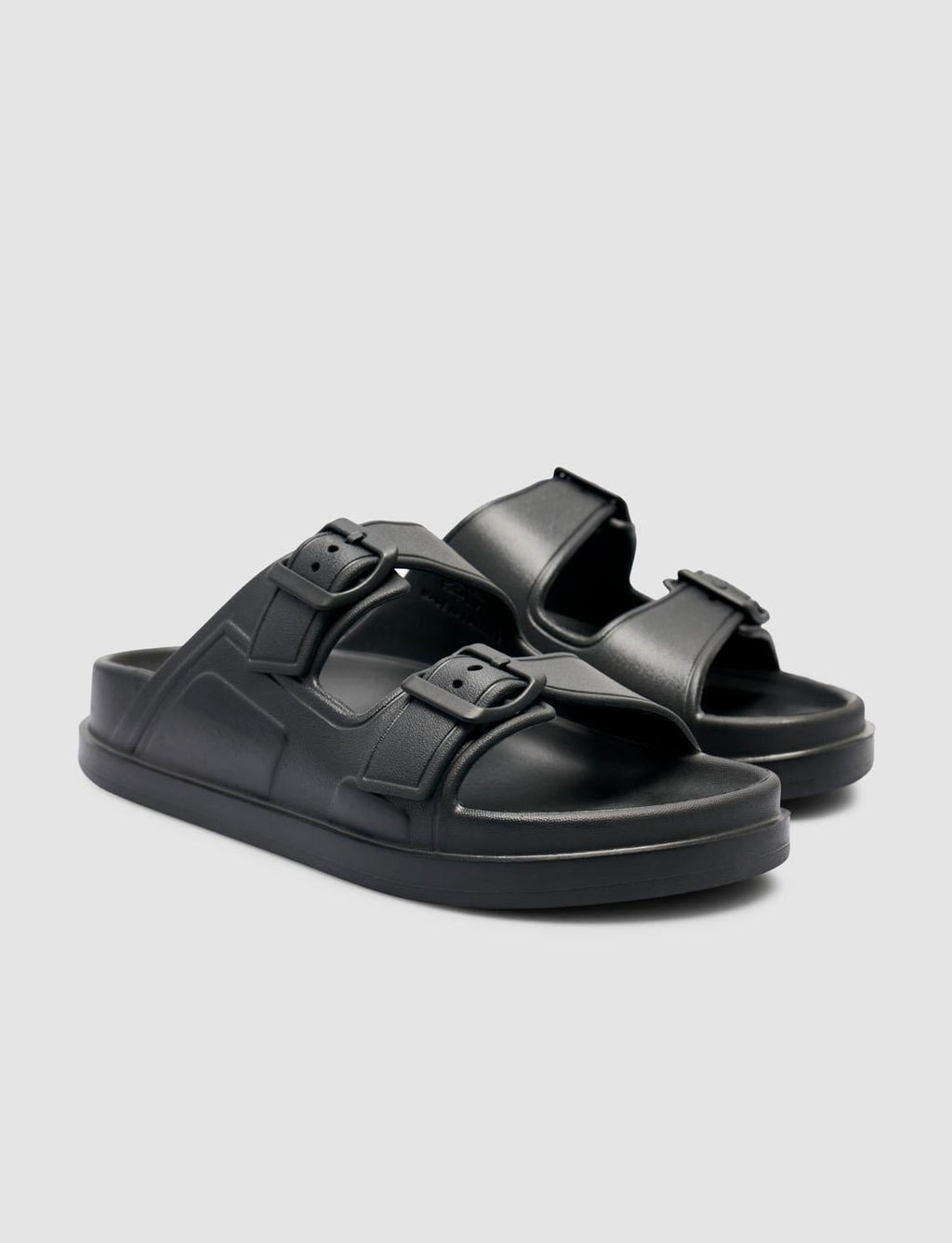 Capri Premium Double Buckle Black Eva Women's Slippers