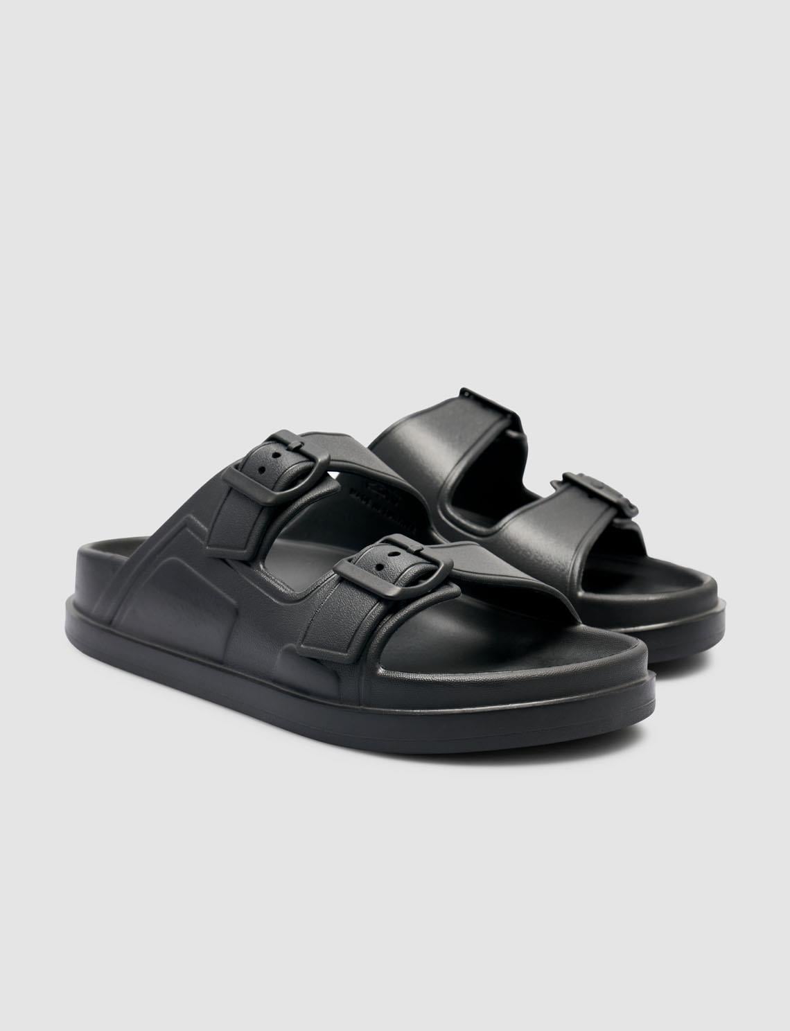 Capri Premium Double Buckle Black Eva Women's Slippers
