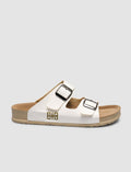 White Women's Slippers with Buckle Detail