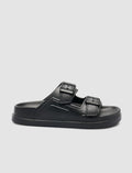 Capri Premium Double Buckle Black Eva Women's Slippers