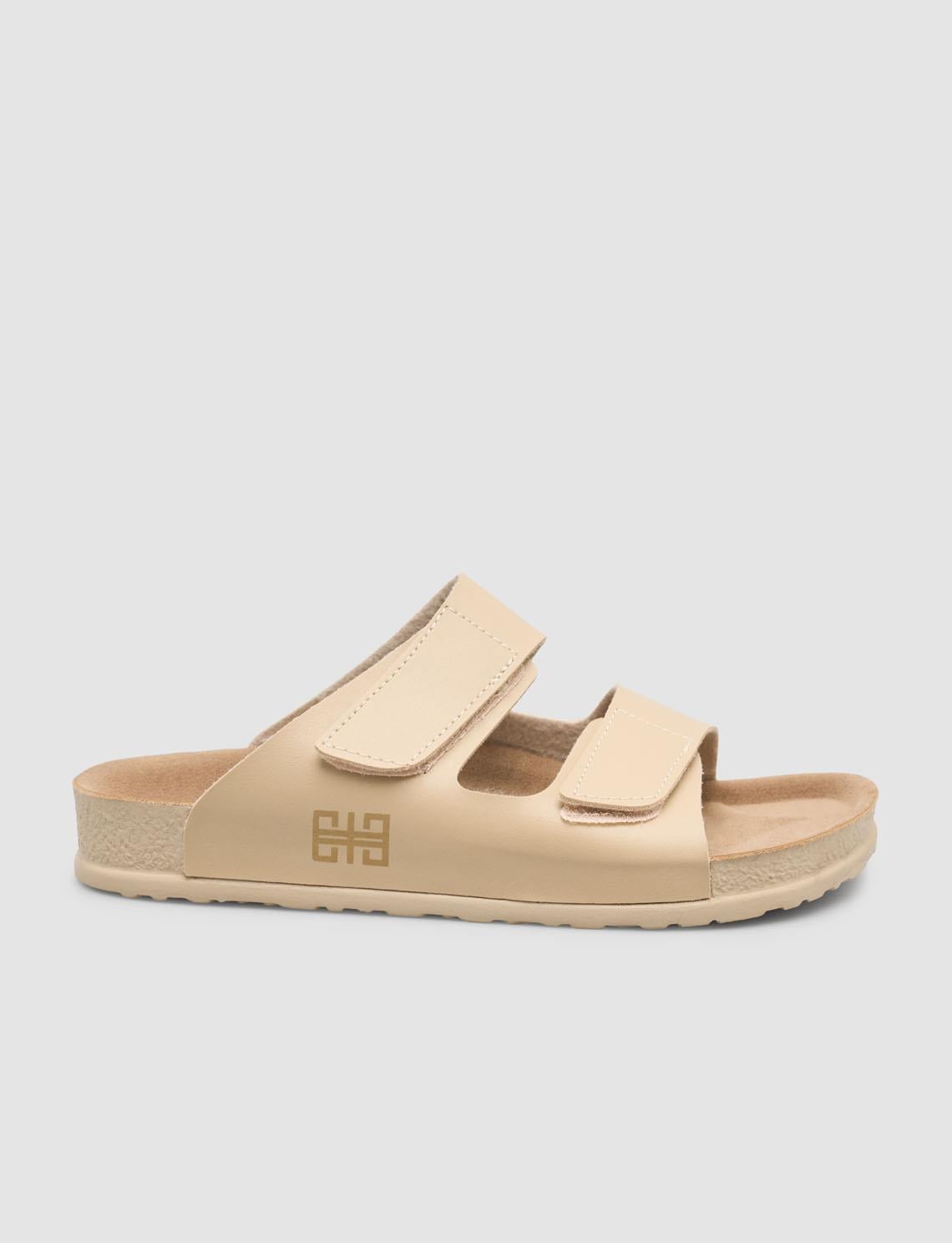 Velcro Beige Women's Slippers