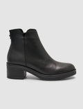 100% Genuine Leather Black Studded Women's Heeled Boots