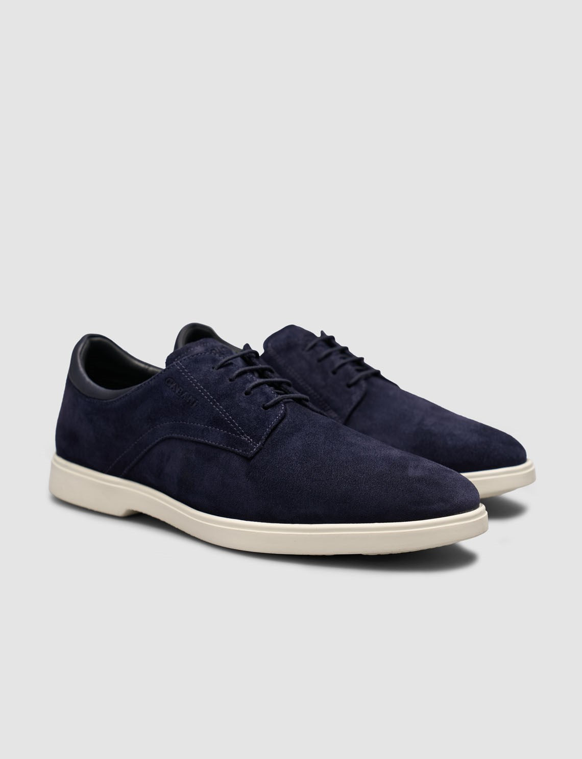 Navy Suede Genuine Calf Leather Lace-up Men's Shoes
