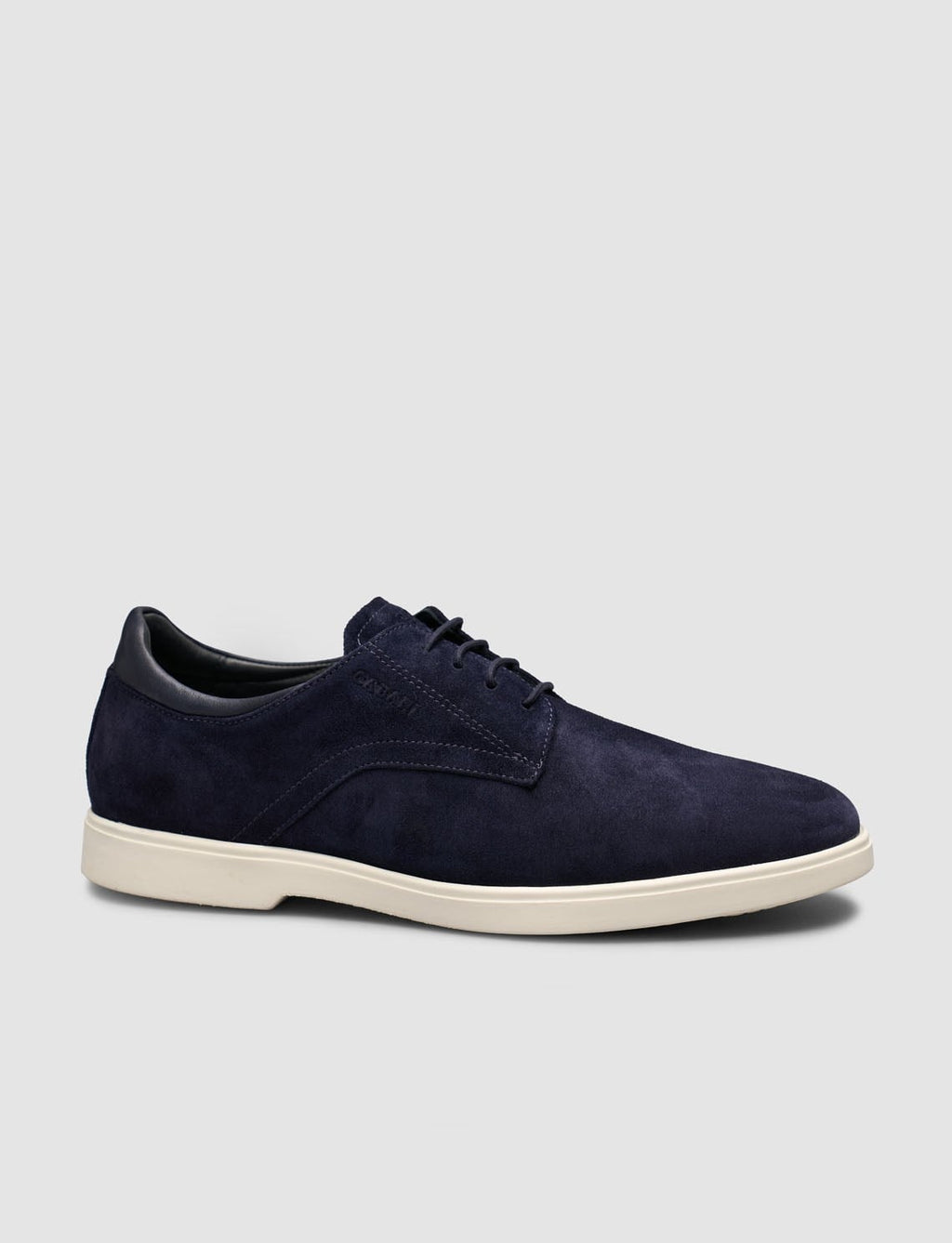 Navy Suede Genuine Calf Leather Lace-up Men's Shoes