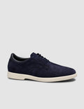 Navy Suede Genuine Calf Leather Lace-up Men's Shoes