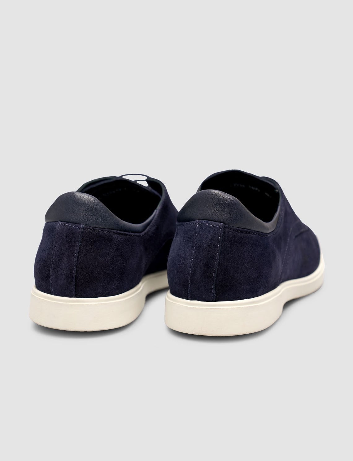 Navy Suede Genuine Calf Leather Lace-up Men's Shoes