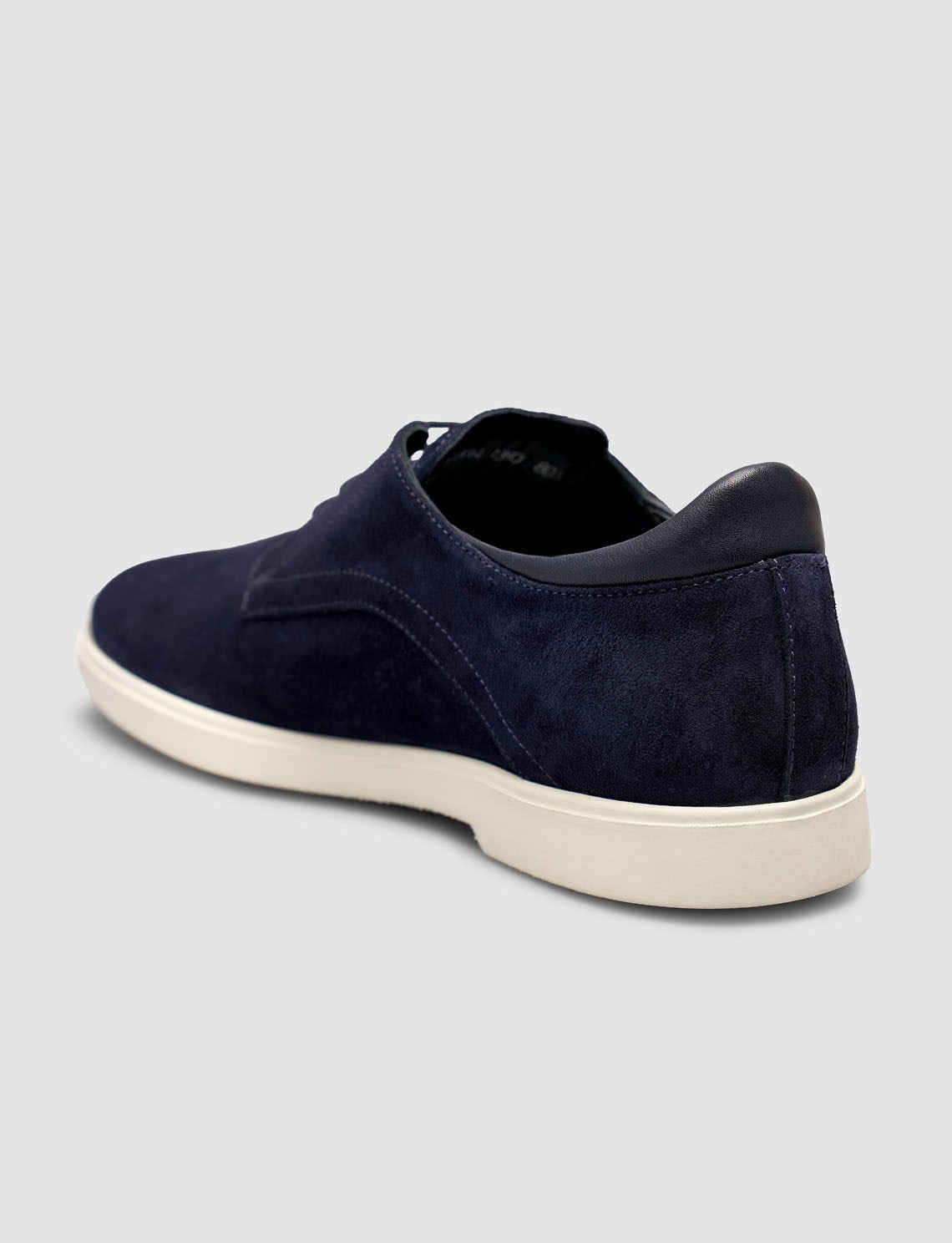 Navy Suede Genuine Calf Leather Lace-up Men's Shoes