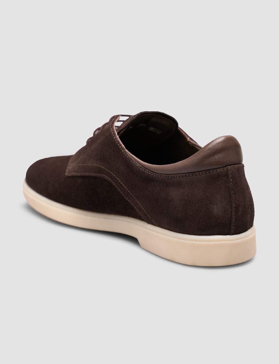 Brown Suede Textured Genuine Calf Leather Lace-up Men's Shoes