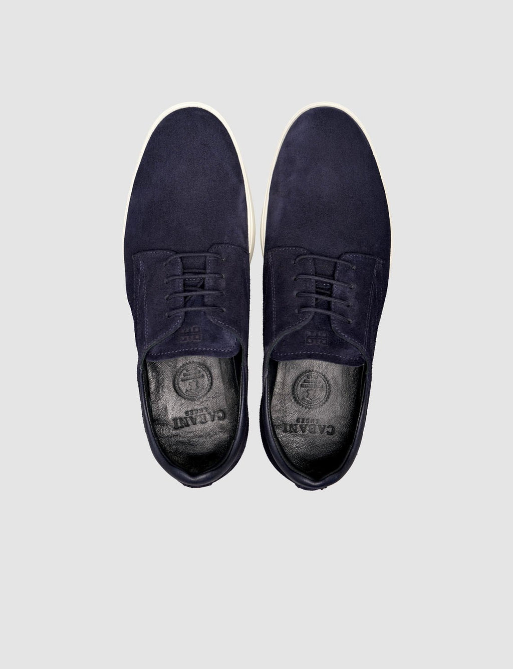 Navy Suede Genuine Calf Leather Lace-up Men's Shoes