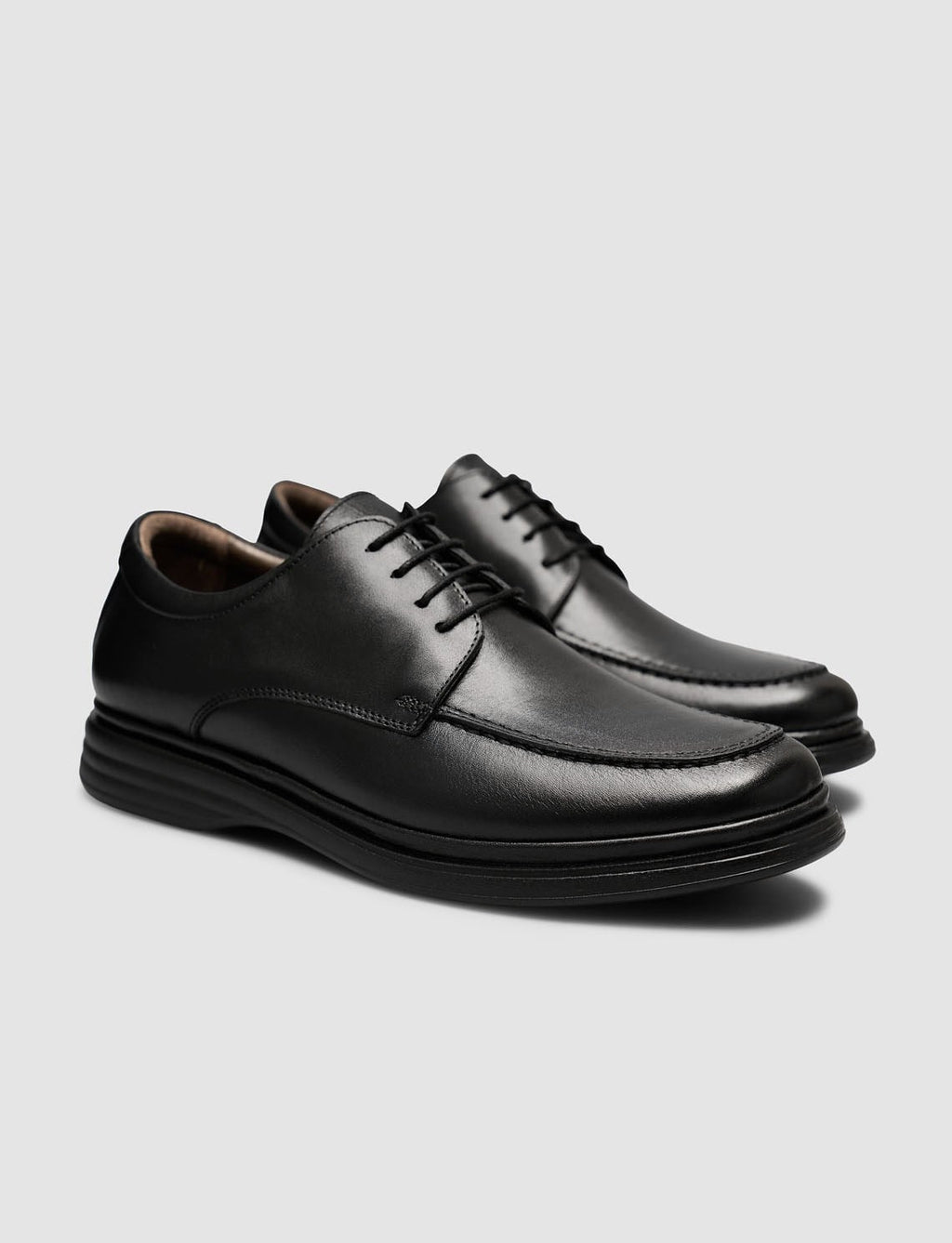 Black Genuine Leather Men's Classic Lace-up Shoes
