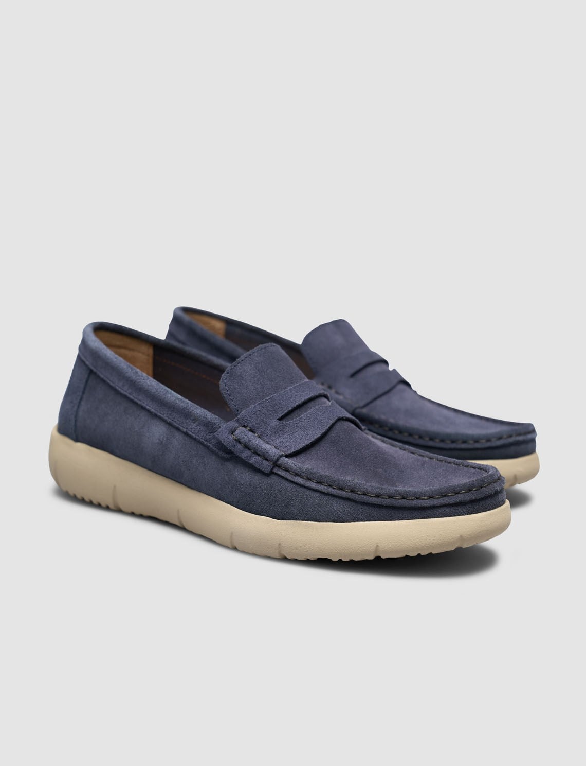 Navy Blue Genuine Leather Men's Loafer Shoes