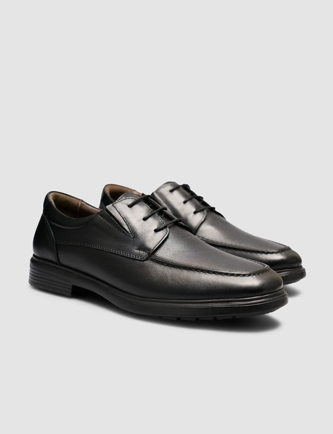 Black Genuine Leather Men's Classic Lace-up Shoes