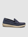 Navy Blue Genuine Leather Men's Loafer Shoes