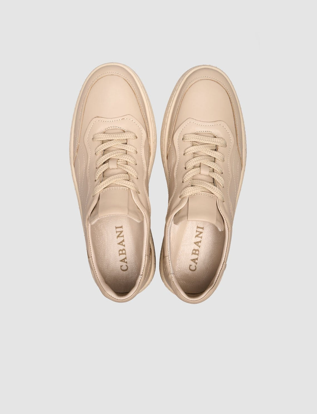 Beige Genuine Leather Lace-up Women's Sneaker