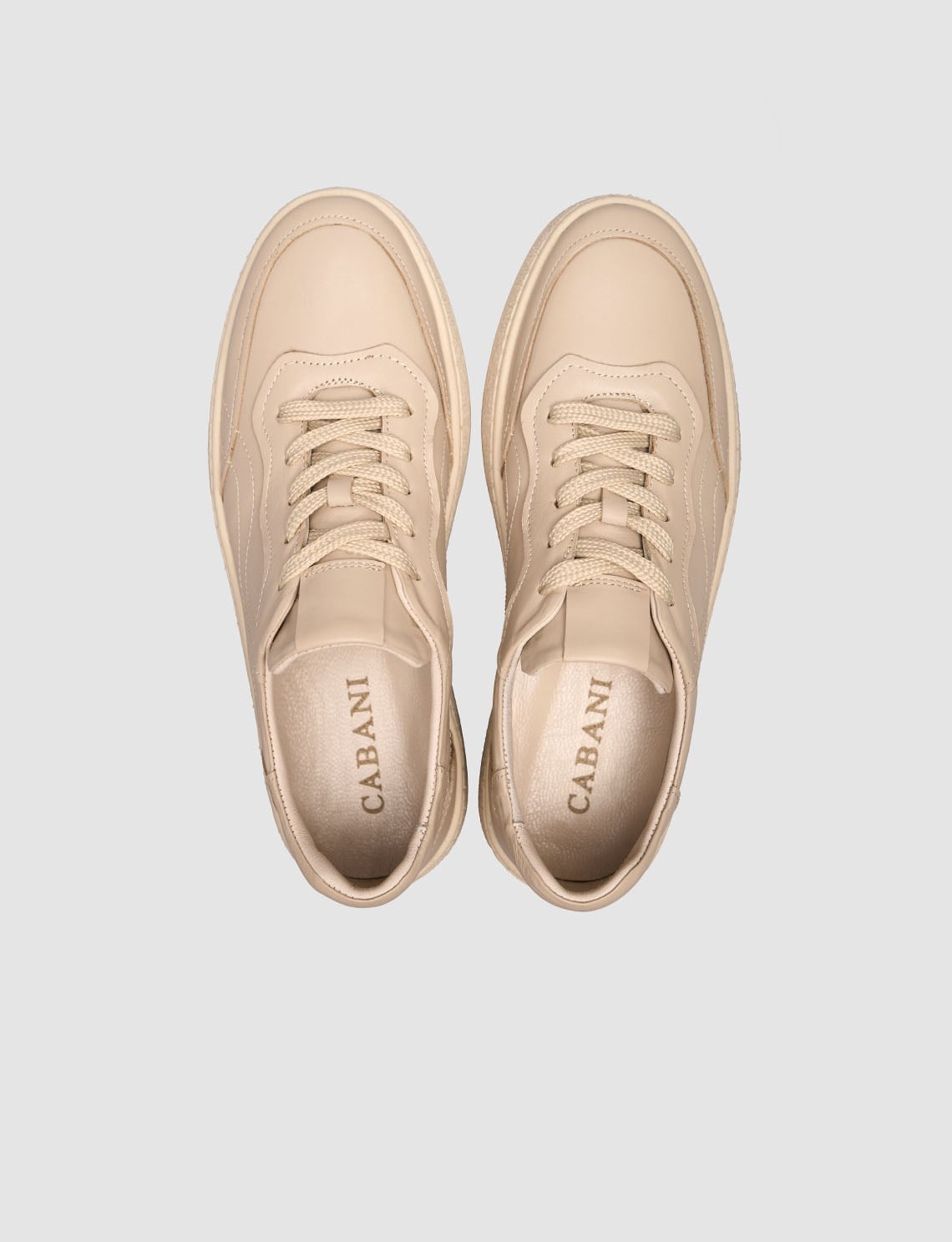Beige Genuine Leather Lace-up Women's Sneaker