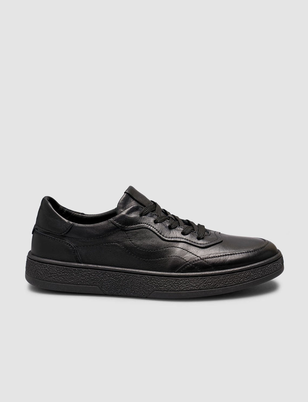 Black Genuine Leather Lace-up Women's Sneaker