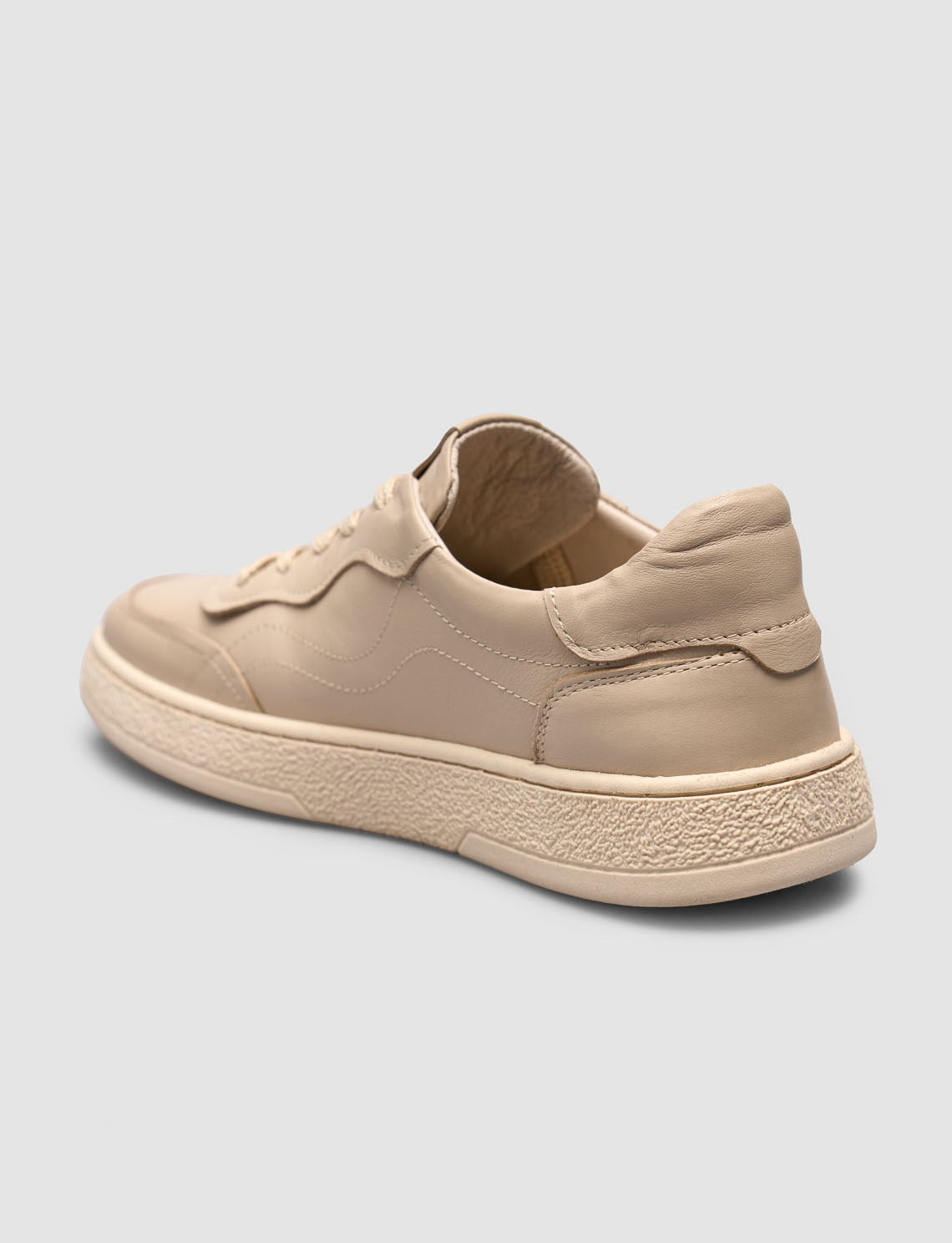 Beige Genuine Leather Lace-up Women's Sneaker