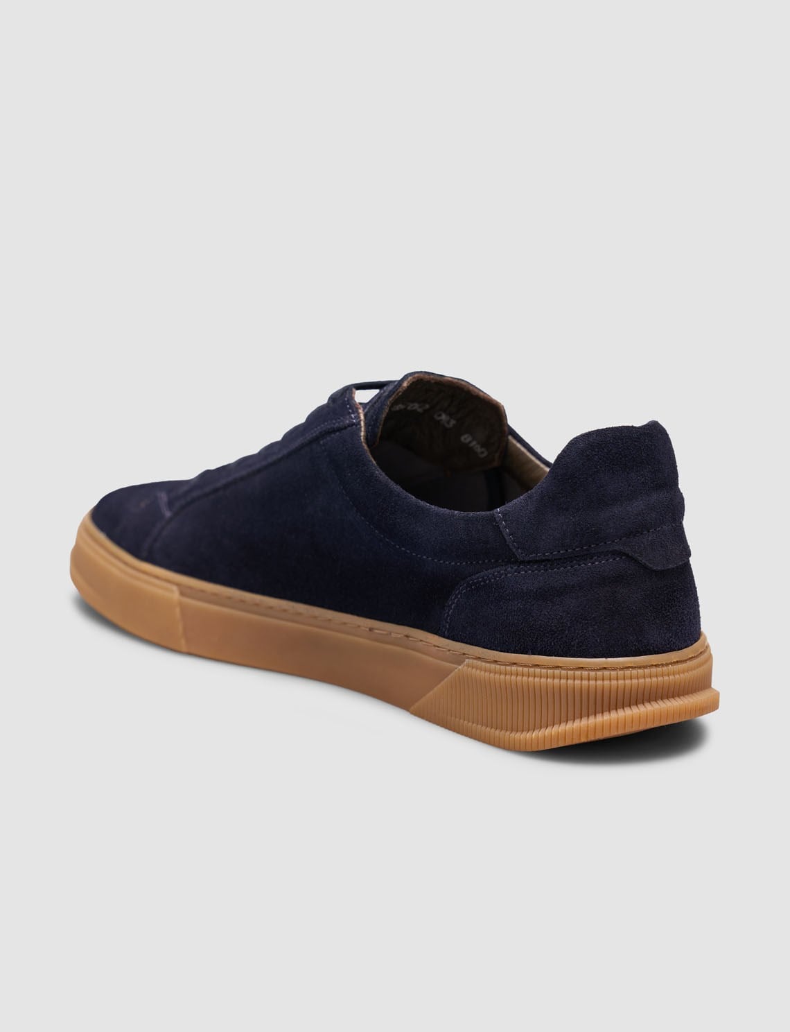 Navy Blue Leather Lace-up Men's Sneaker with Tan Sole