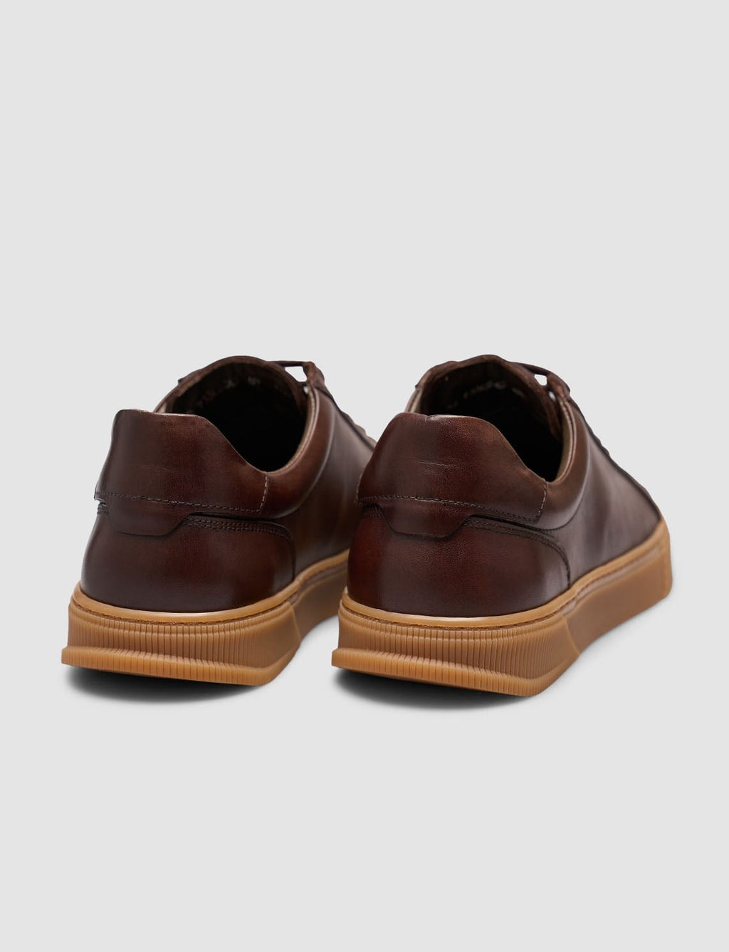 Brown Leather Lace-up Men's Sneaker with Tan Sole