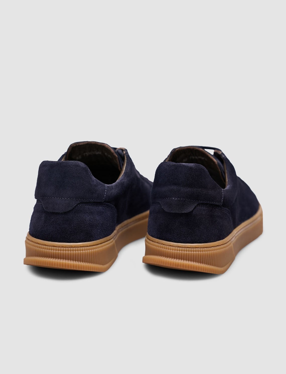 Navy Blue Leather Lace-up Men's Sneaker with Tan Sole