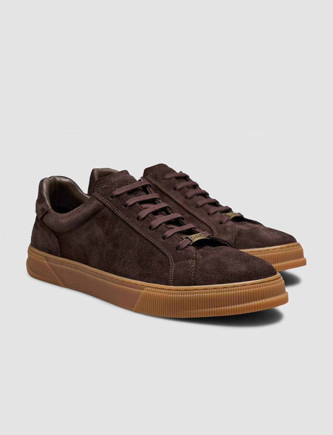 Brown Suede Texture Leather Lace-up Men's Sneaker with Tan Sole