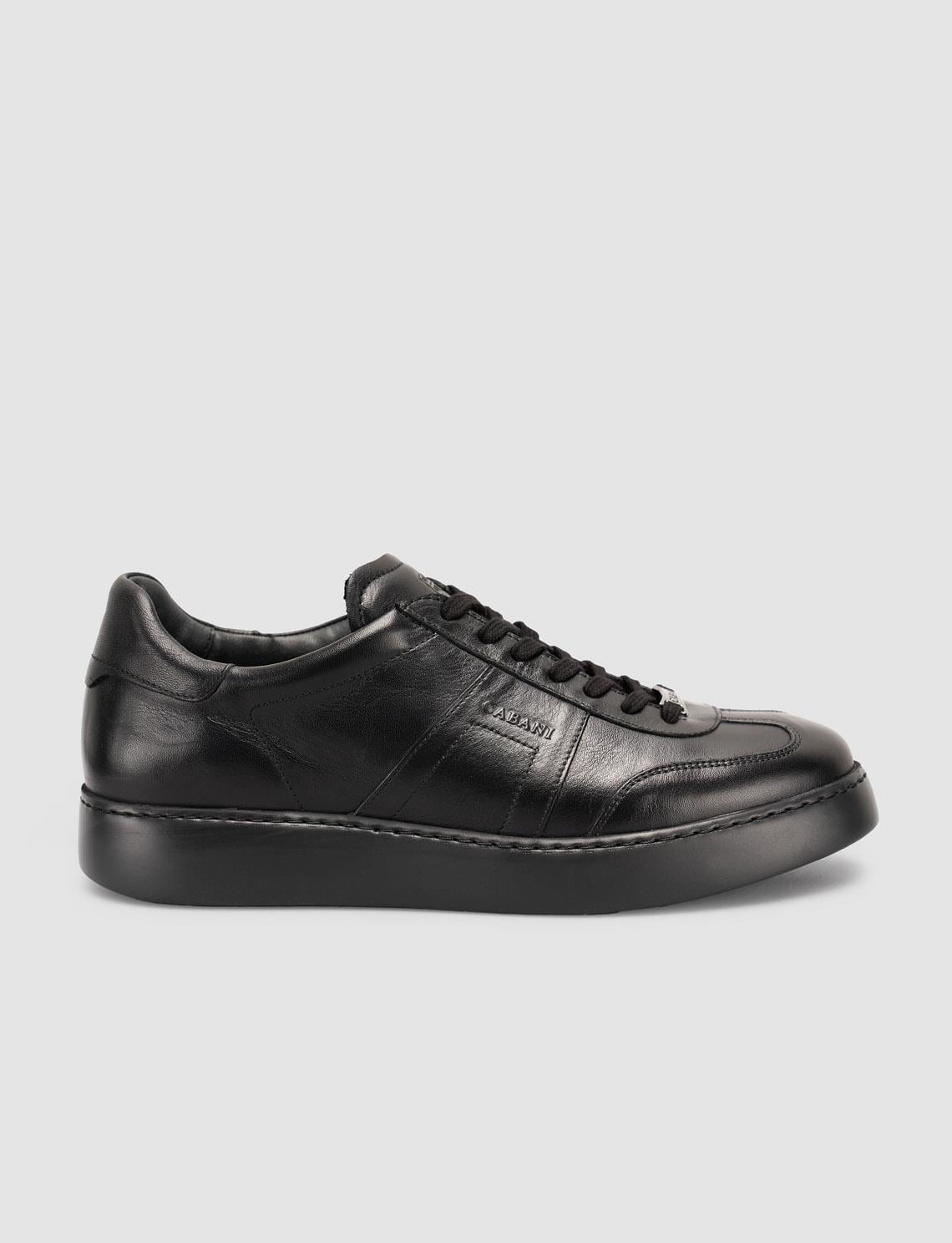 100% Leather Lace-up Black Men's Sneaker