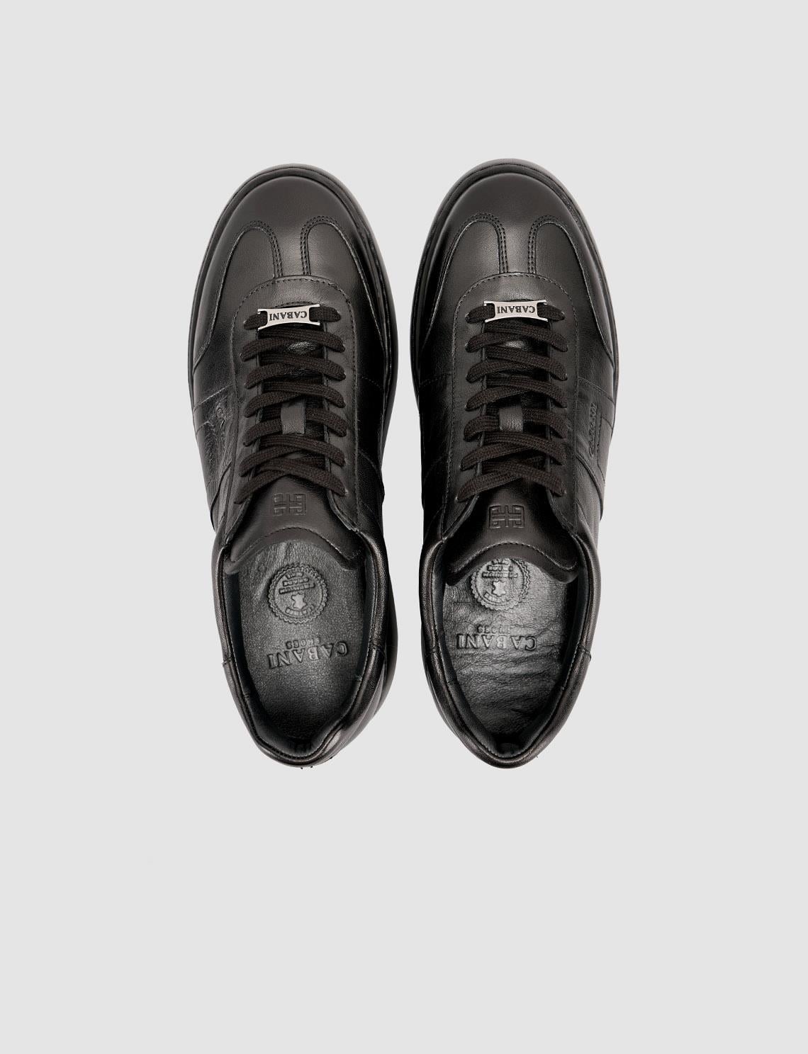 100% Leather Lace-up Black Men's Sneaker
