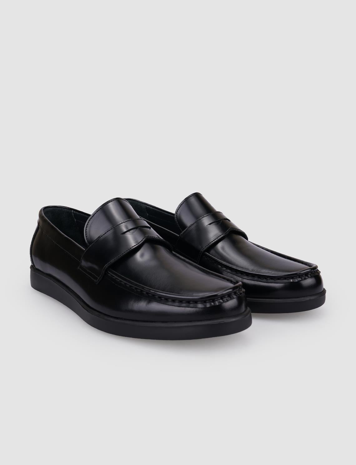 100% Genuine Leather Black Openwork Men's Casual Shoes