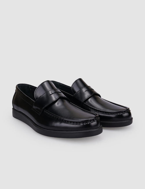100% Genuine Leather Black Openwork Men's Casual Shoes